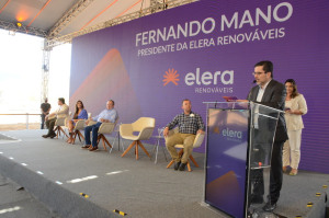 Inauguração da pedra fundamental da obra. Fernando Mano, presidente da Elera, e Silvio Torquato Fernandes, secretário de Estado de Desenvolvimento Econômico do RN